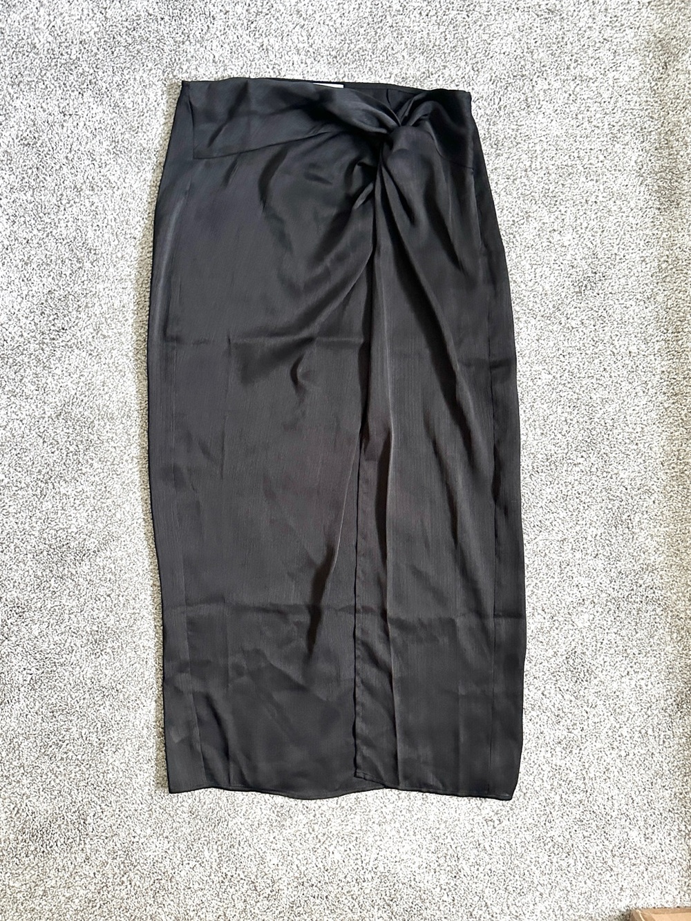 Reformation Black Sheer Maxi Skirt Twist Waist Front Slit Sz 10 Side Zip Chiffon